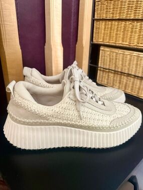 👟 Dolce Vita Dolen Platform Sneakers – Knit Crochet Sandstone Cream